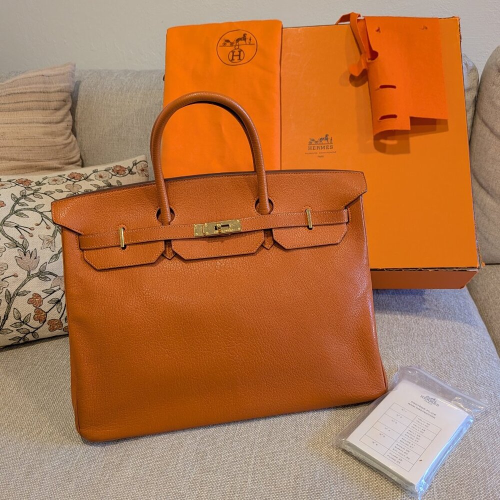 Hermès Birkin 40 Orange Chèvre de Coromandel 2004 Palladium HW w/ Box & Dustbag